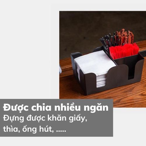 Khay đựng đồ đa năng 6 ngăn tiện lợi đựng khăn giấy thìa đũa ống hút dành cho quán cafe văn phòng nhà ở bảo hành 1 đổi 1