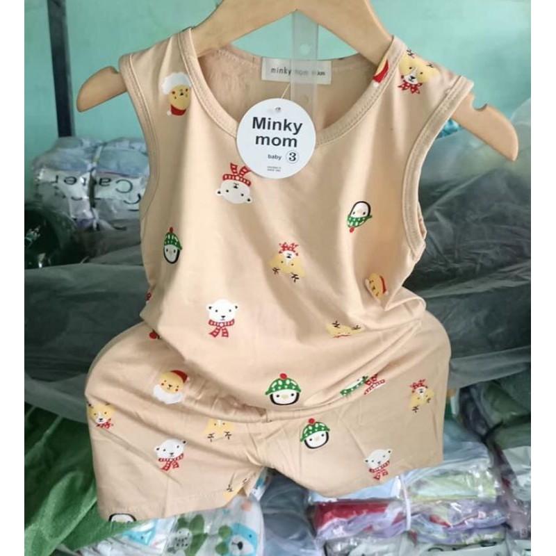 Bộ ba lỗ thun lạnh MinkyMom cho bé trai, bé gái size nhí