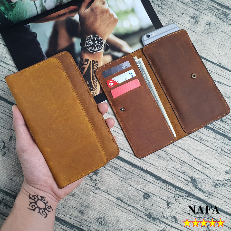 [Da thật] Ví dài da bò đựng điện thoại NAFA WL106 thời trang tiện lợi nhỏ gọn - BH 3 năm