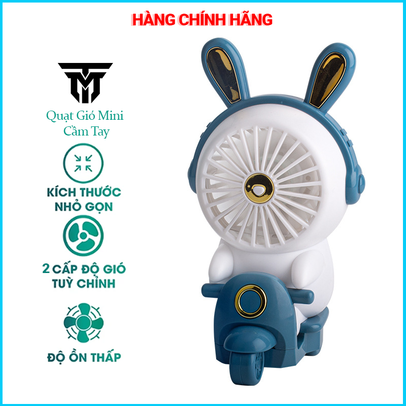 Quạt Cầm Tay Mini, Quạt Sạc Tích Điện Thỏ Lái Xe Xinh Xắn Teement, Có 2 Tốc Độ Gió ( Gió Mạnh, Gió Nhẹ), Dễ Thương Tránh Nóng Mùa Hè Cực Êm (Kèm Dây Sạc Usb)- Hàng Chính Hãng