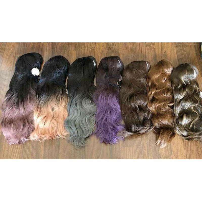 Tóc giả xù ombre cao cấp - Tặng lưới chùm tóc
