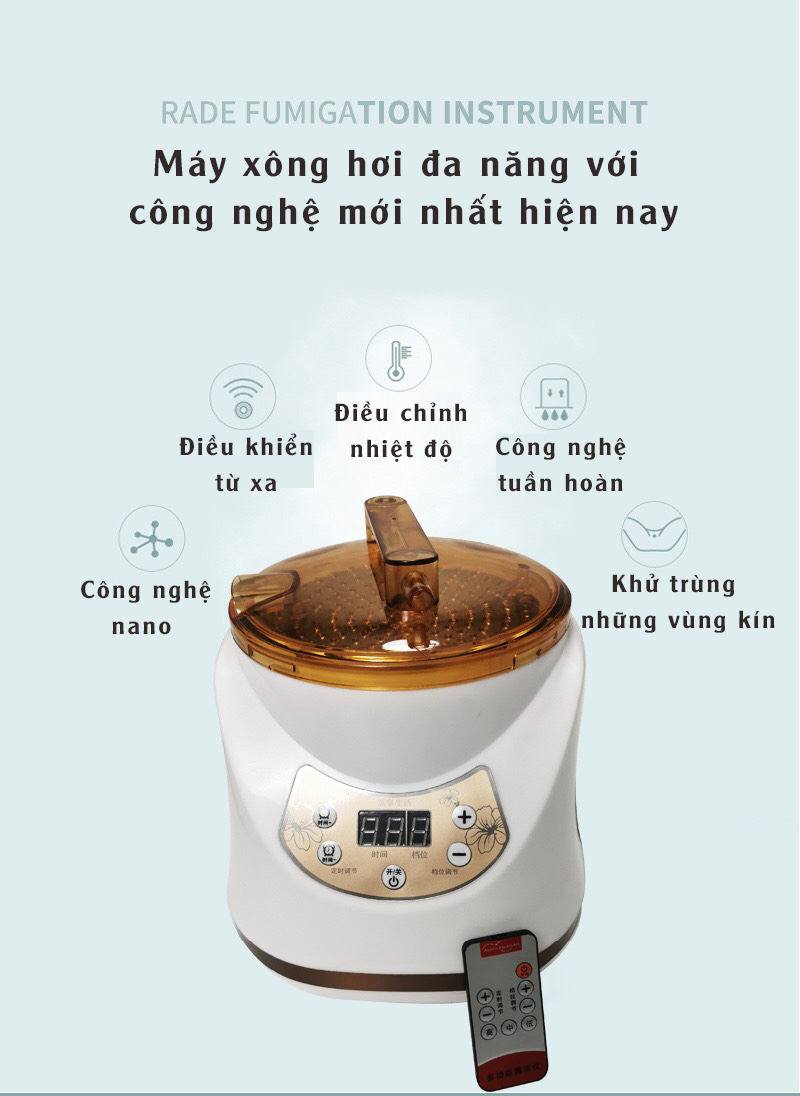 Nồi xông hơi, Máy xông hơi điện cao cấp 2.8L có hệ thống chống nổ an toàn Dùng Cho Gia Đình Sau Sinh Spa-Có Remote