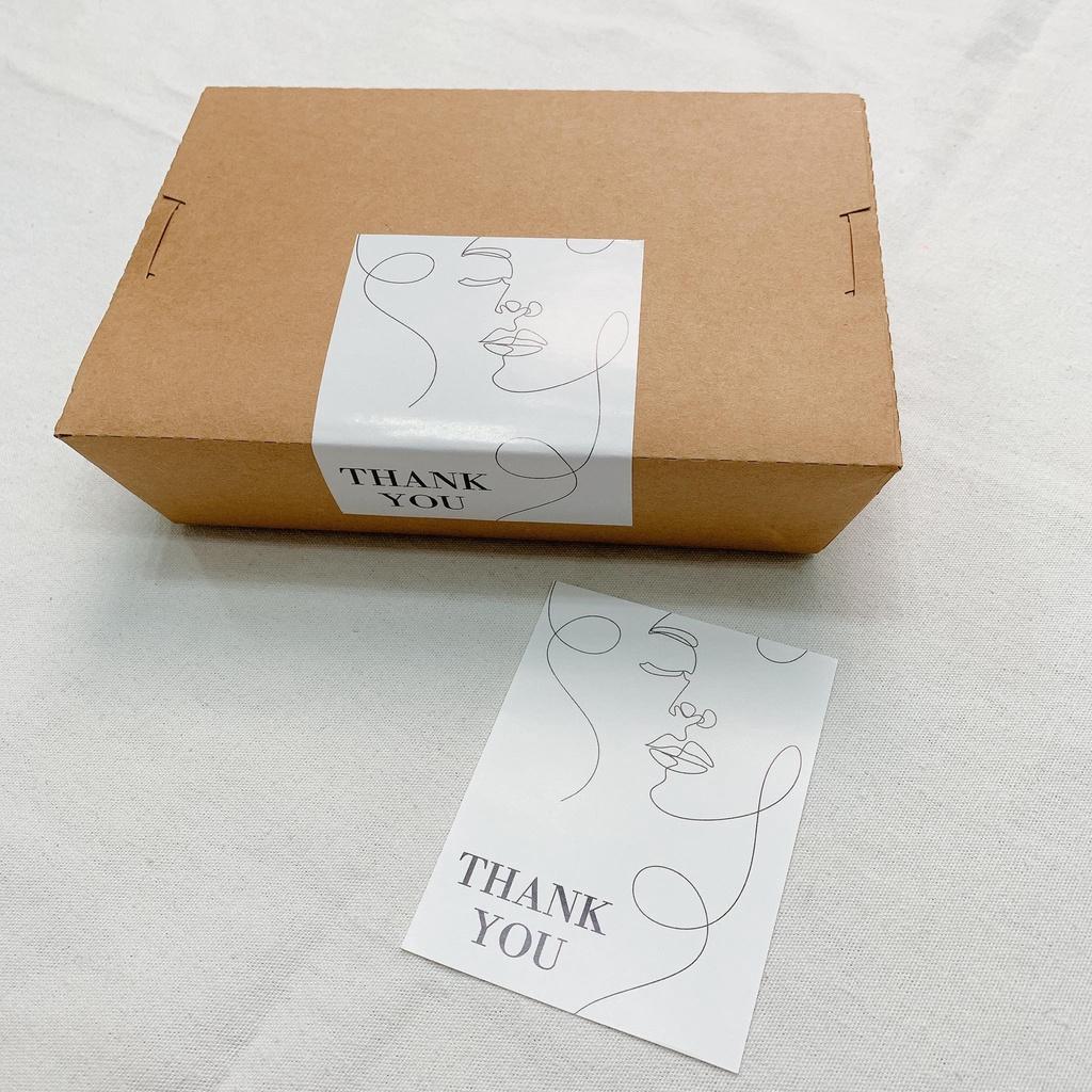 (4 Mẫu) Tem Dán Niêm Phong Hộp Carton Thank You - Nhãn Dán Hộp Quà Carton Sticker Thank You - Tem Dán Cám Ơn 7x10