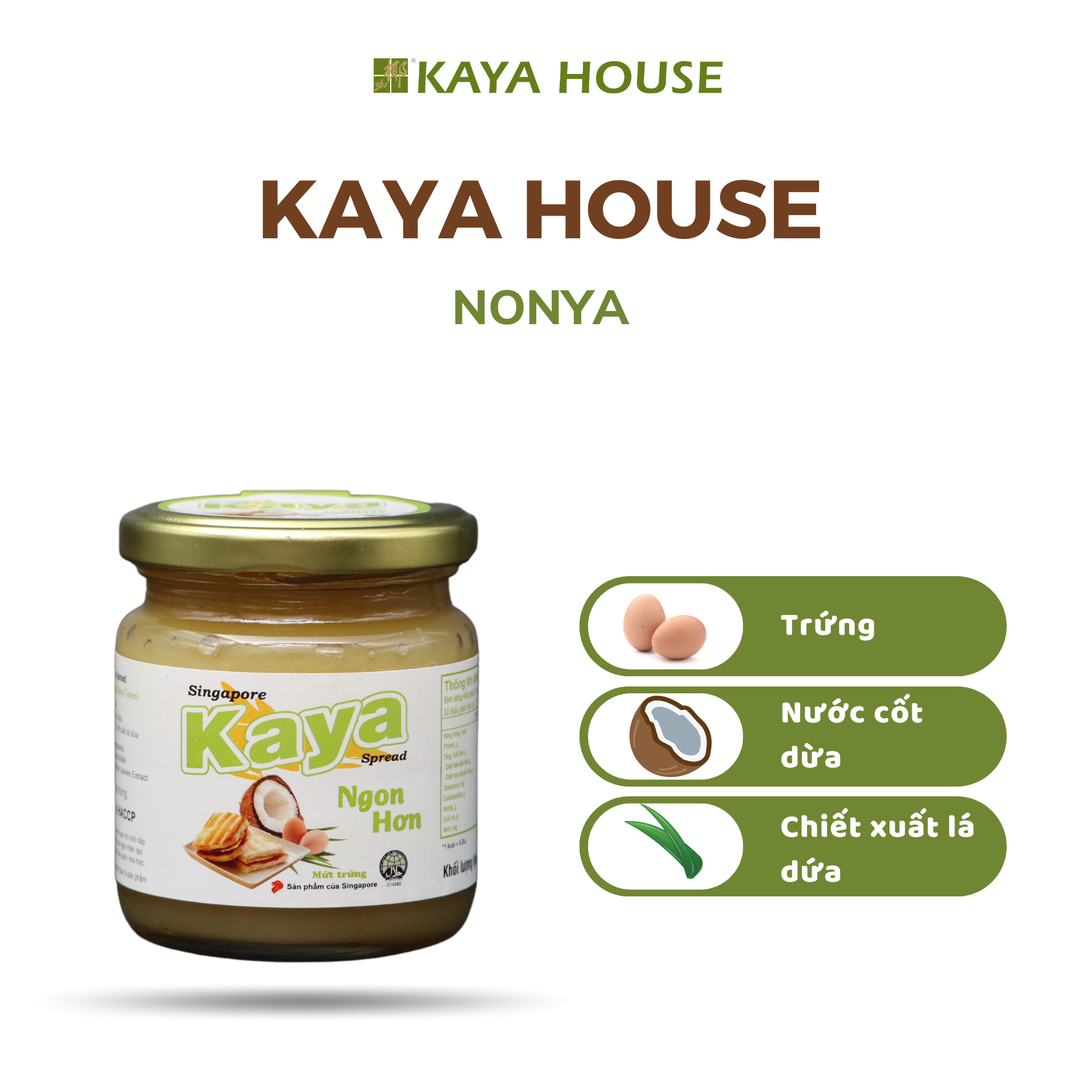 Thùng 12 hũ Mứt Kaya Singapore Nonya 225G - Kaya Spread - Ăn kèm với Sandwich, làm nguyên liệu nấu ăn