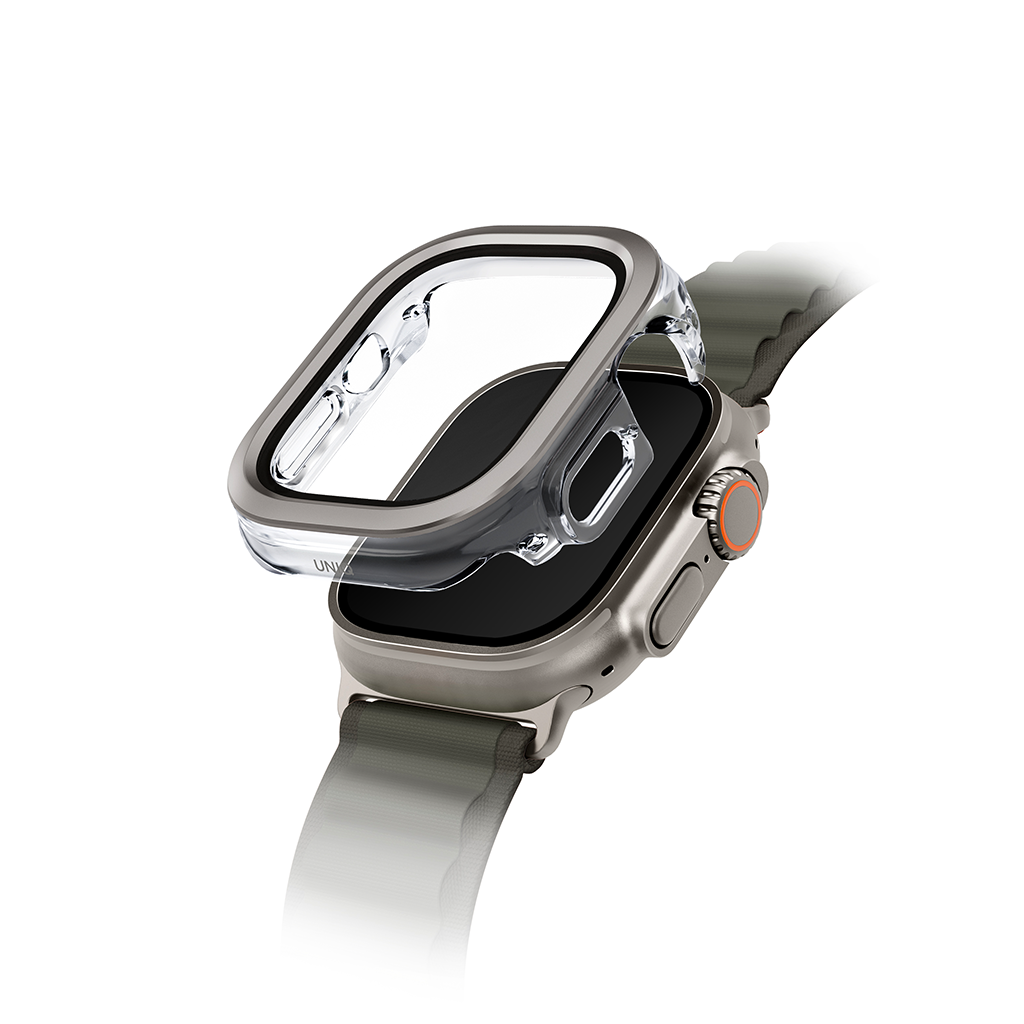 Ốp mặt đồng hồ UNIQ VOUTE WATCH CASE WITH TEMPERED GLASS SCREEN kính cường lực 9H chống trầy xước dành cho Apple Watch (49mm) - Hàng chính hãng