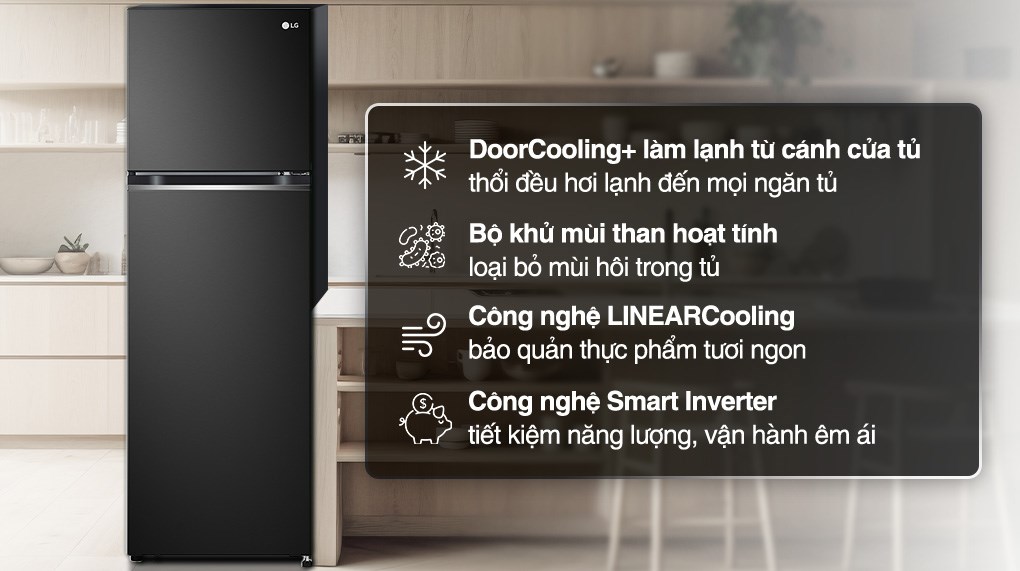 Tủ lạnh LG Inverter 266 lít GV-B262WB -  Hàng Chính Hãng