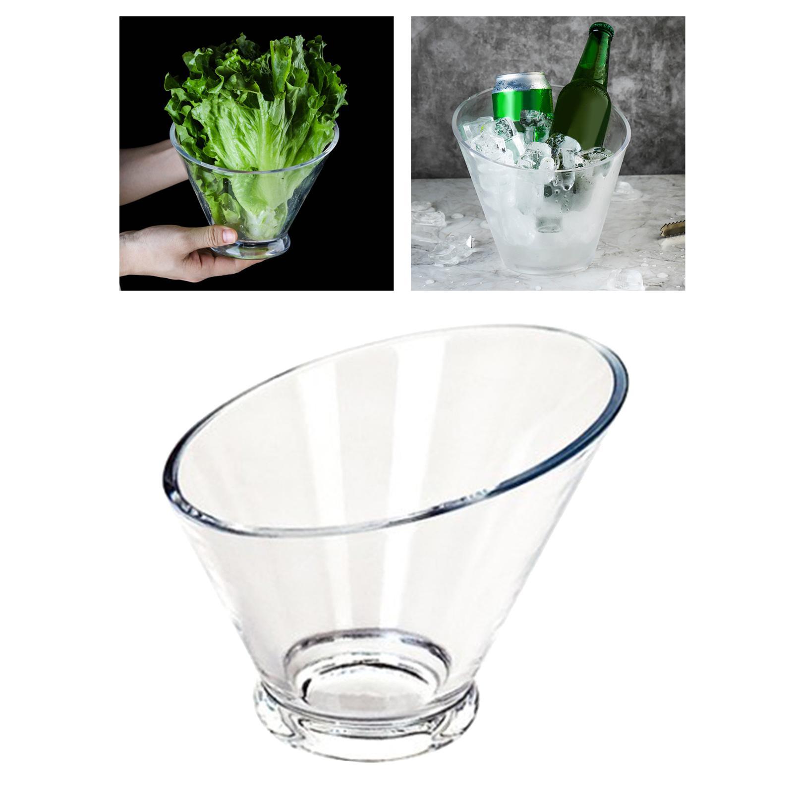 Clear Acrylic Salad Bowl Angled Light Weight for Appetizer Family Party