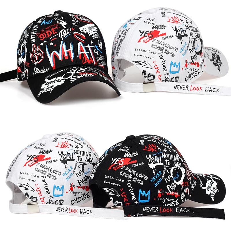 New Graffiti Printing Baseball Cap for Women Cotton Shade Hat Men Summer Leisure Hats