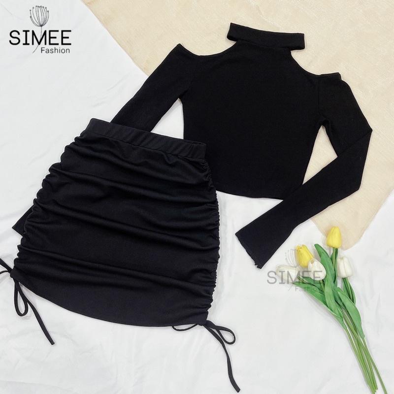 Set váy rút dây-áo cổ yếm Simee