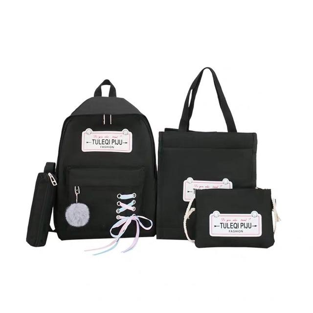 Set 4 món Balo kèm túi ví - TULEQI PIJU BALO THỜI TRANG NAM NỮ TO Ulzzang