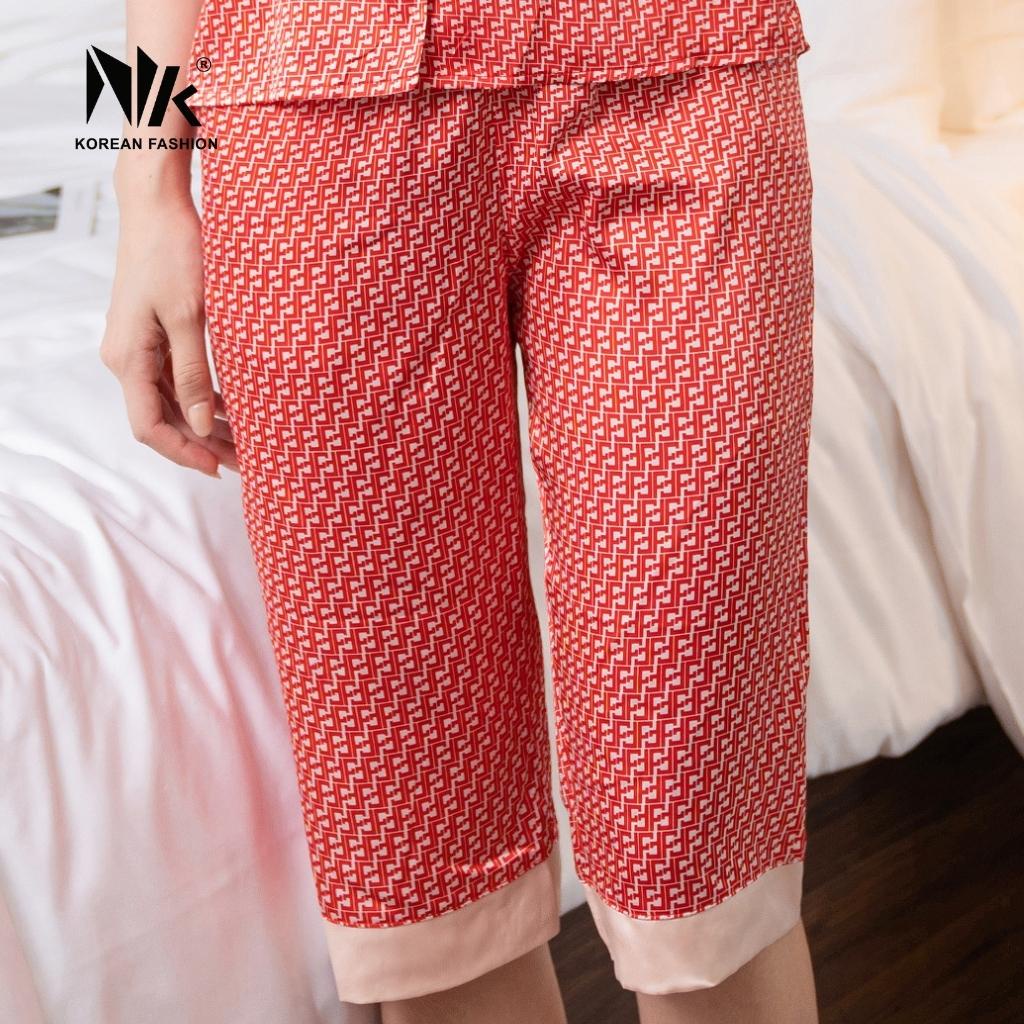 Bộ Đồ Pyjama Mặc Nhà NK Fashion Chất Liệu Vải Cao Cấp, Thoáng Mát, Họa Tiết Ziczac Dễ Mặc NKFBD2204003