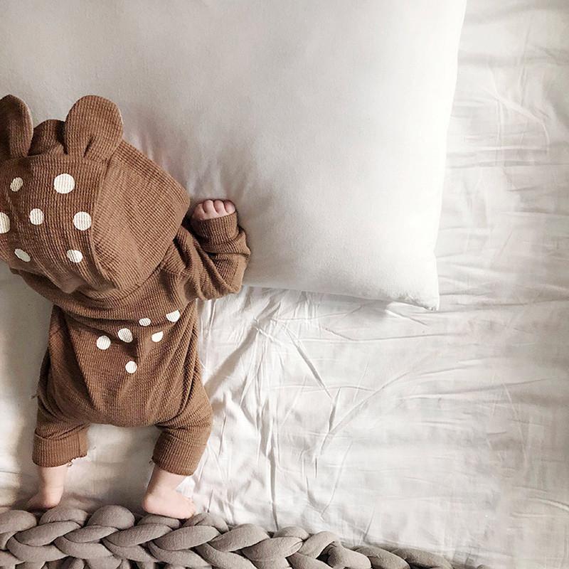 Giáng Sinh Em Bé Hươu Bé Sơ Sinh Áo Liền Quần Trang Phục Bé Trai Jumpsuit Mùa Thu Trẻ Sơ Sinh Quần Áo Cotton Bé Gái Romper Áo Liền Quần Có Mũ Trùm Đầu 0-2Y