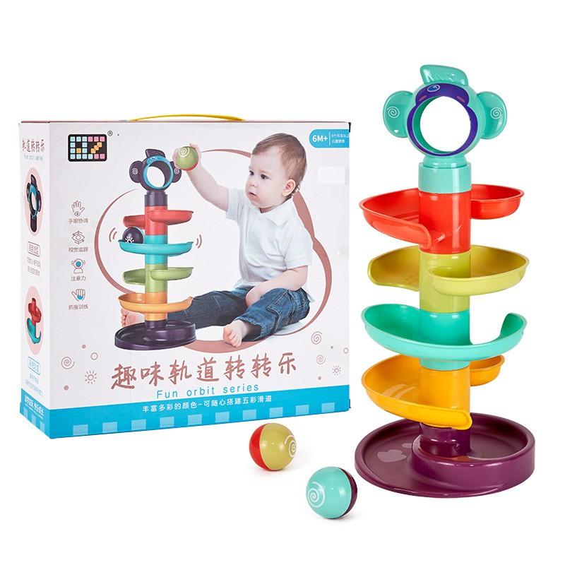 Đồ Chơi Lắp Ráp Tháp Bóng Lốc Xoáy Trượt Vui Nhộn Bằng Nhựa Cho Bé
