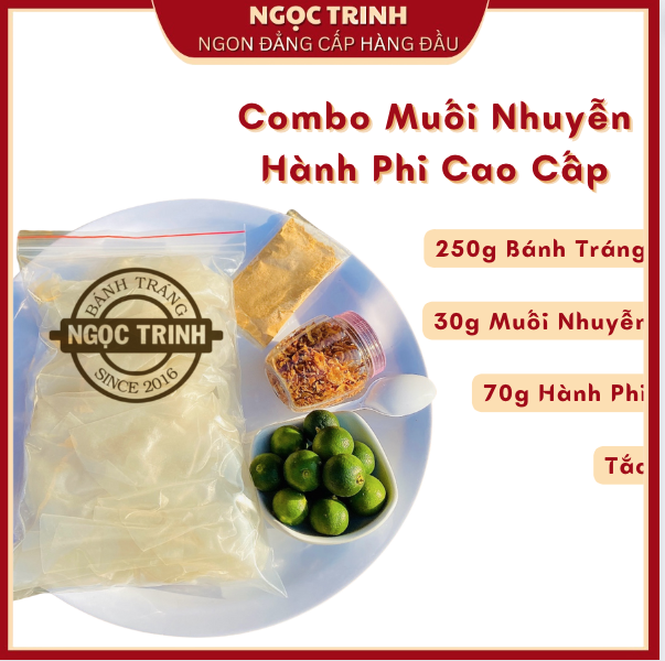 Bánh tráng muối nhuyễn hành phi cao cấp (Túi 350g)  bánh tráng Ngọc Trinh