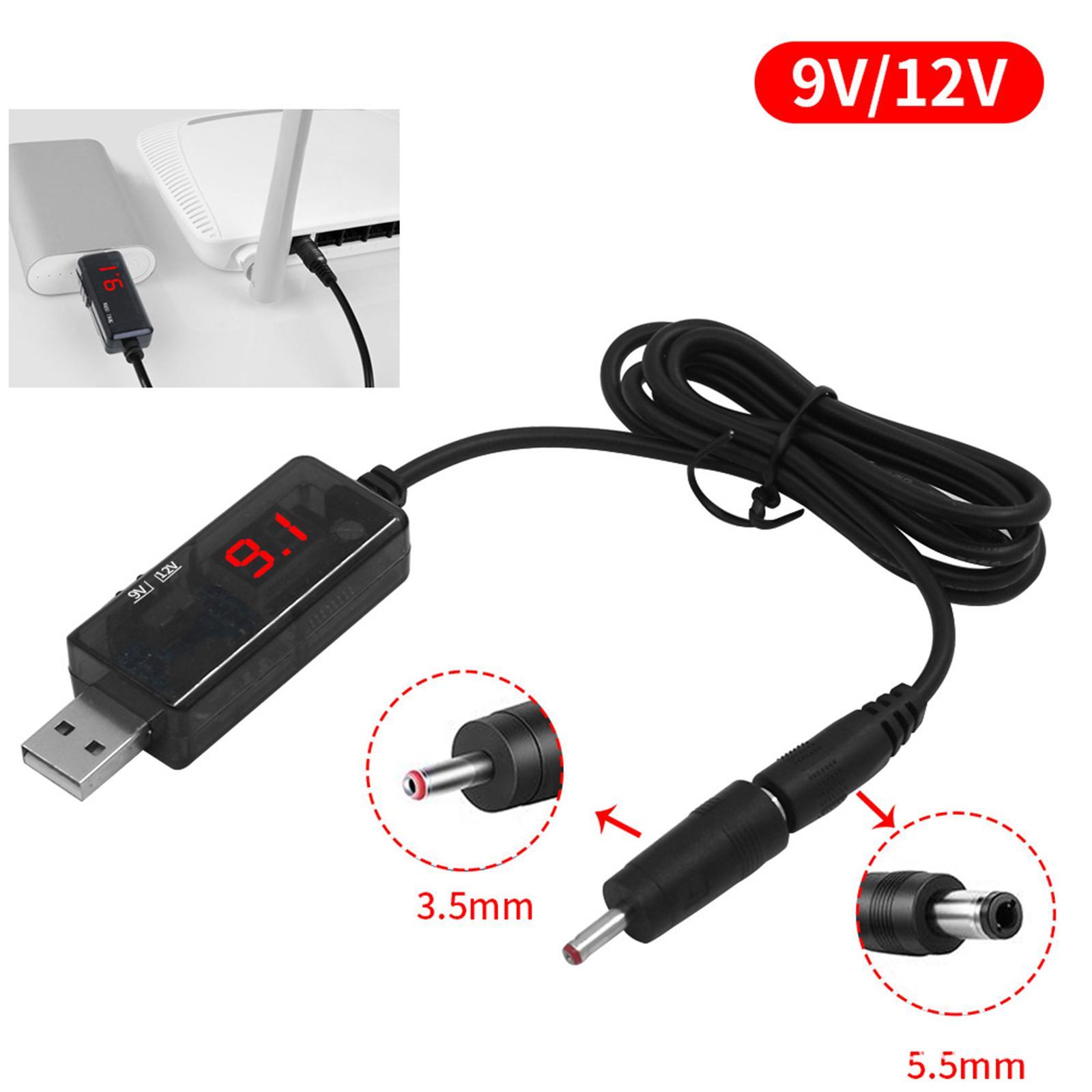 USB DC 5V to 12V 9V Power Cable Step up for 5.5/3.5mm Router Lamp Speaker