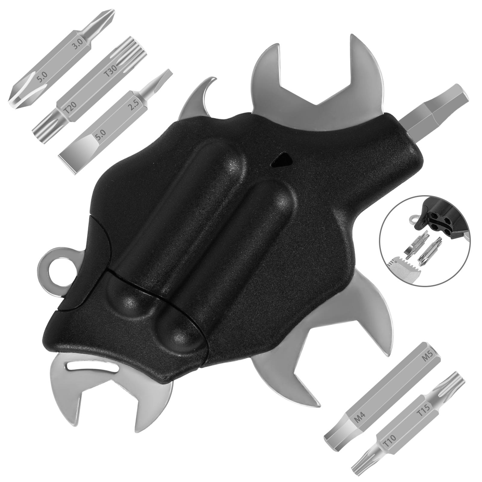 Portable Animal Shape Multi-purpose Combination Tools Keychain Multi-tools 6-in-1 Multifunctional Wrench & Drill Bit Kit Screwdriver Bits & Inner Hexagon Wrench Bottle Opener Portable for Outdoor Camping Hiking