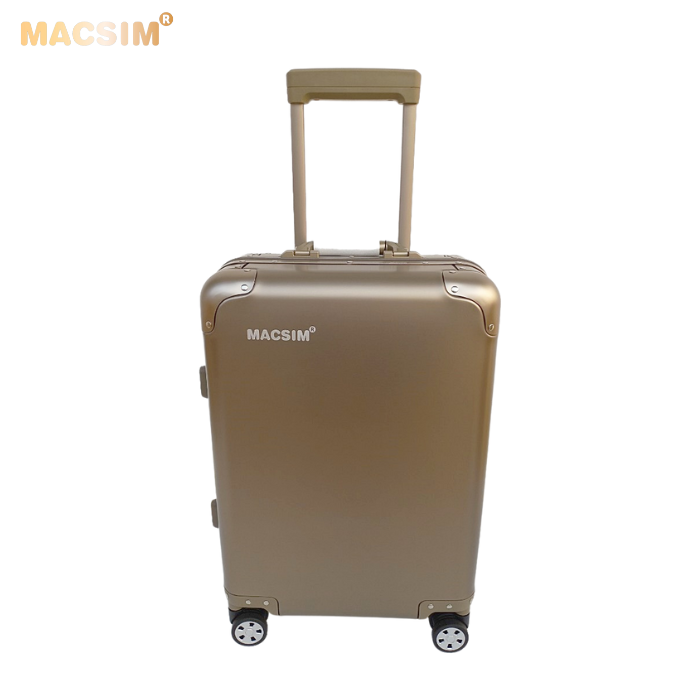 Vali du lịch thời trang cao cấp chất liệu hợp kim nhôm nguyên khối MS1318 Macsim màu ti-gold cỡ 28inches