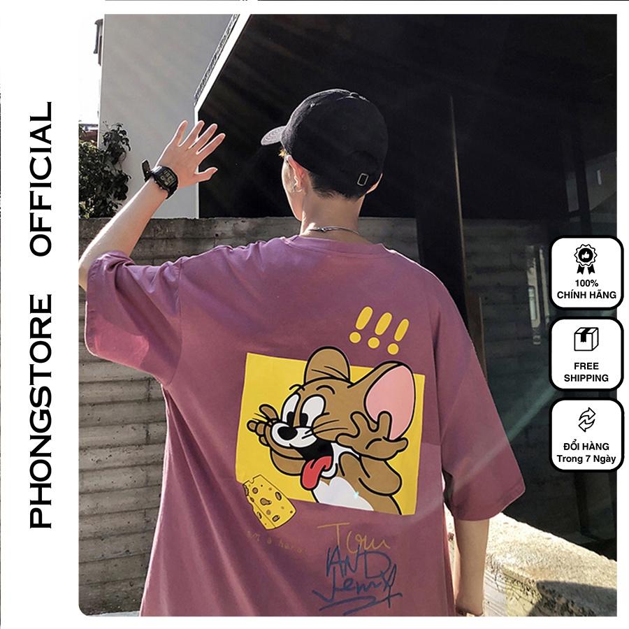 Áo thun Unisex Phong Boutique MOUSE phông tay lỡ nam nữ form rộng Oversize 2 màu
