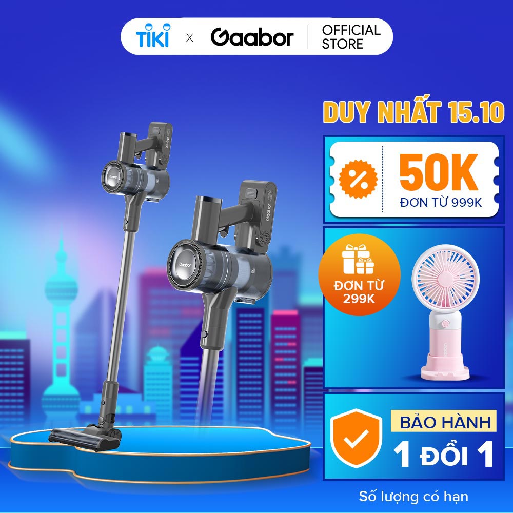 Máy hút bụi không dây lực hút li tâm GAABOR VCL10E-BK01A dòng DEEP SEA cao cấp, pin Lithium tháo rời có đèn LED  - Hàng chính hãng