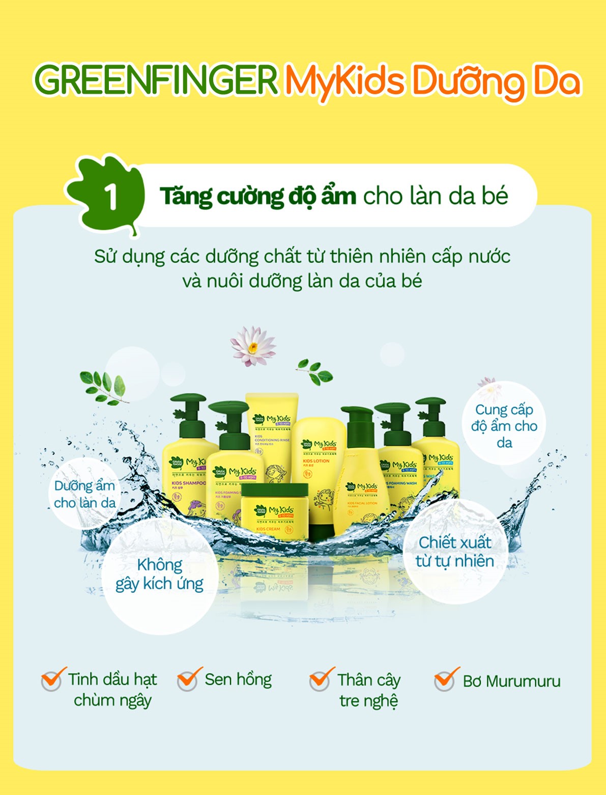 Sữa Tắm Thiên Nhiên Cho Bé Trên 4 Tuổi Greenfinger MyKids Wash 320ml