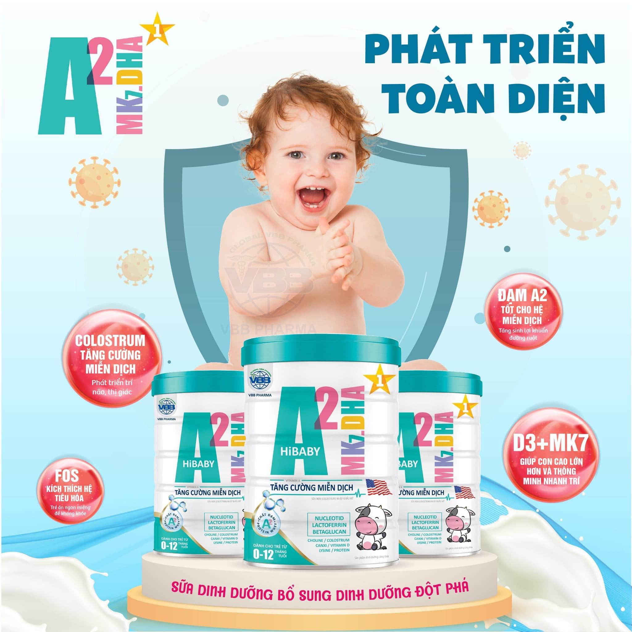 Sữa Bột A2 Mk7.DHA HiBaby- Phát triển toàn diện