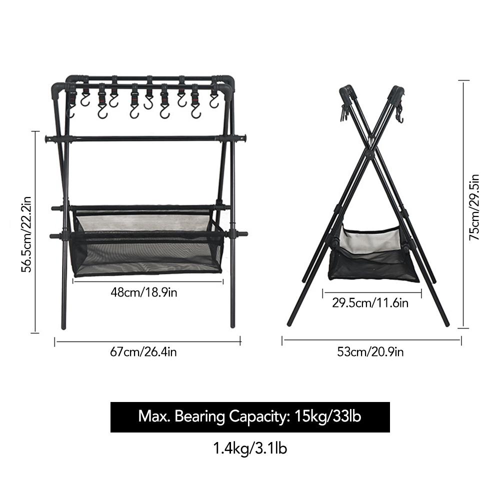 Giá đỡ bếp ngoài trời có móc treo và túi đựng tiện lợi