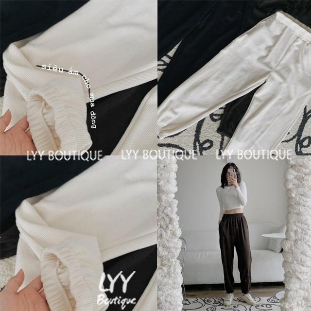 Quần nỉ tăm dầy dặn dáng quần JOGGER nữ bo chun dưới freesize 5 màu