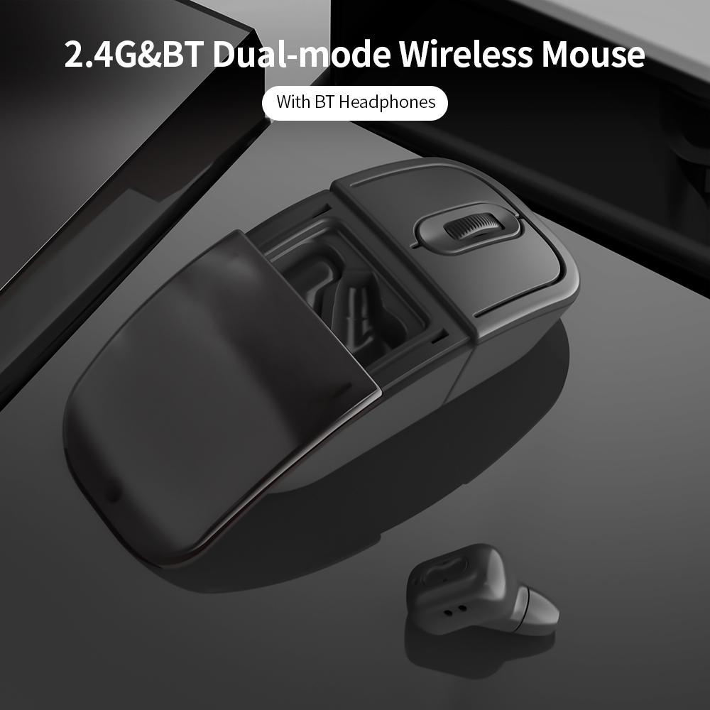 Chuột không dây đa chức năng 2.4G BT hai chế độ, có thể sạc lại với tai nghe TWS BT