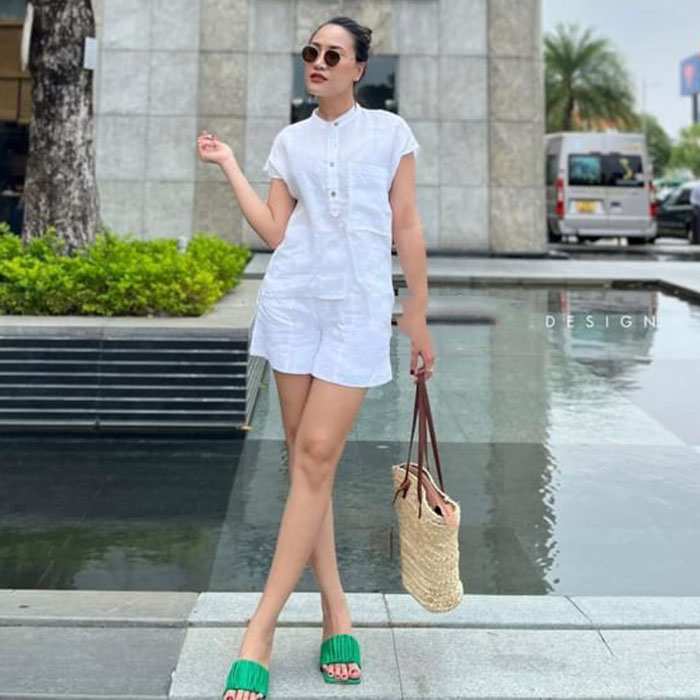 Set bộ đi chơi linen cổ tầu kèm quần short trẻ trung ArcticHunter, thời trang thương hiệu chính hãng