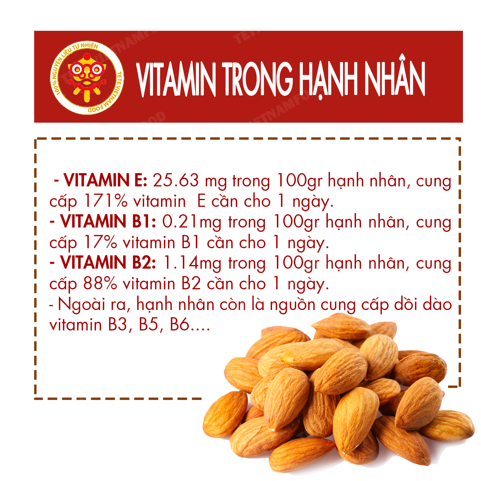 500 gram Hạt Hạnh Nhân TETE - Đã Rang