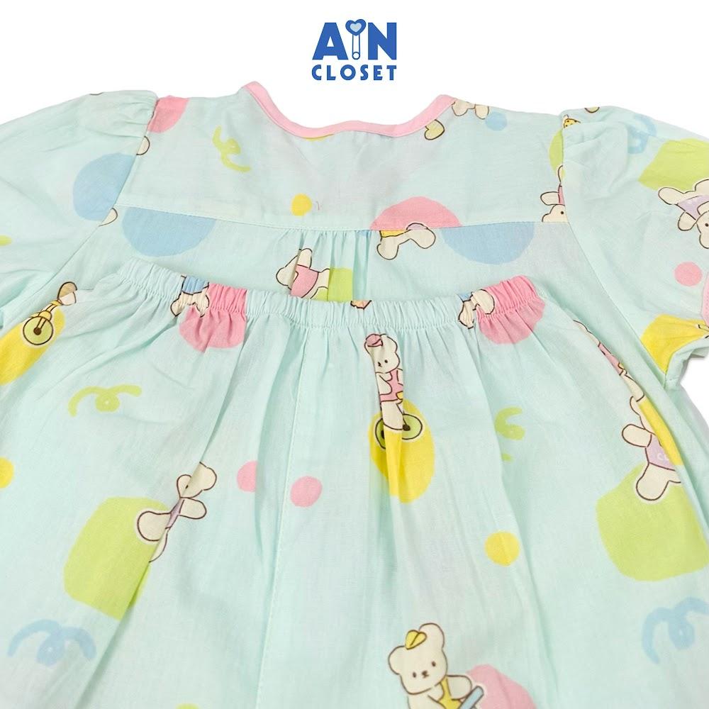 Bộ quần áo Ngắn bé gái họa tiết Gấu Xanh cotton - AICDBG5PZCSW - AIN Closet