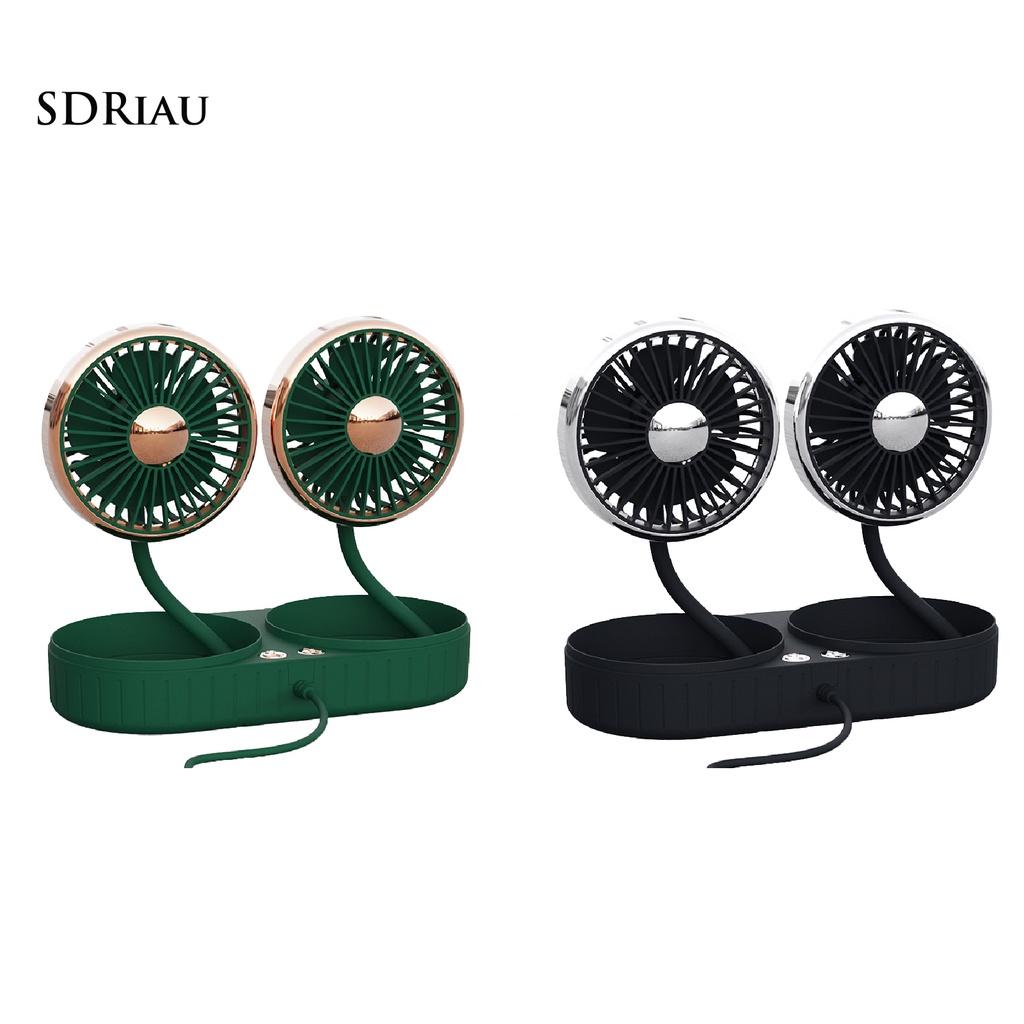 *QCDZ* Cooling Fan Angle Adjustable Self-Adhesive USB Interface Dual-Head Air Cooler for Car