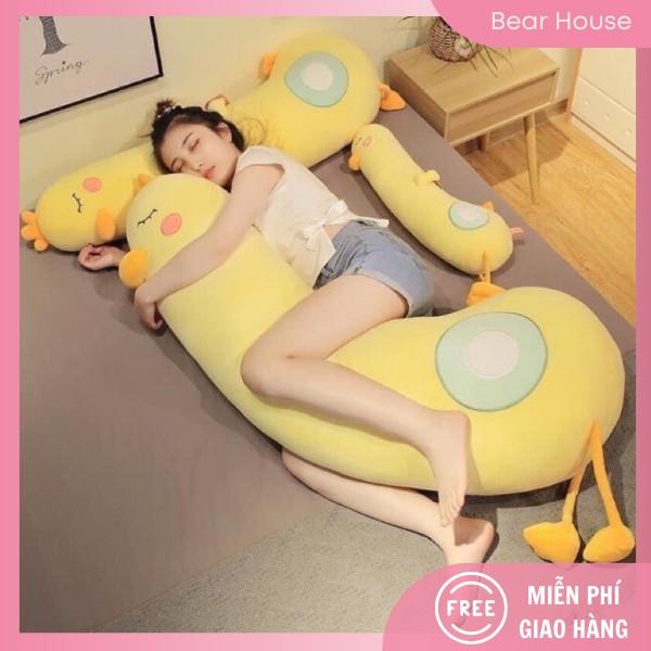 GẤU BÔNG GỐI ÔM GÀ VÀNG DÀI SIÊU CUTE, GẤU BÔNG CAO CẤP (Có Khoá Kéo