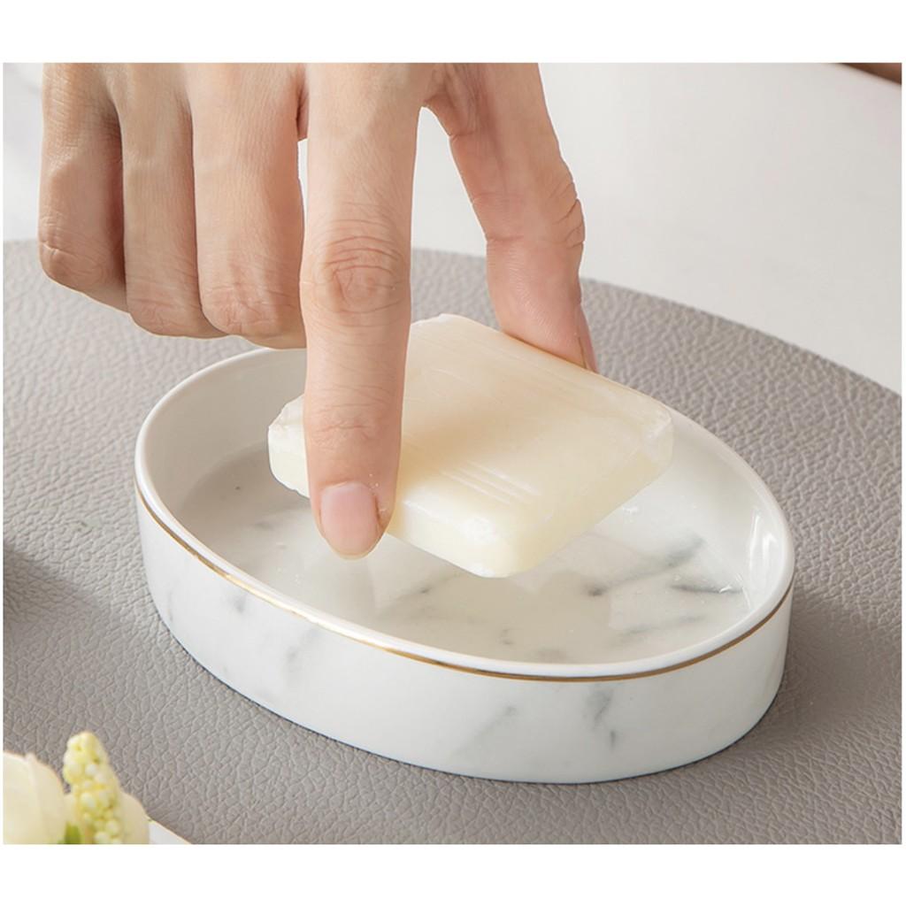 BỘ 4 DỤNG CỤ ĐỰNG GEL SỮA TẮM MARBLE WHITE 4PCS