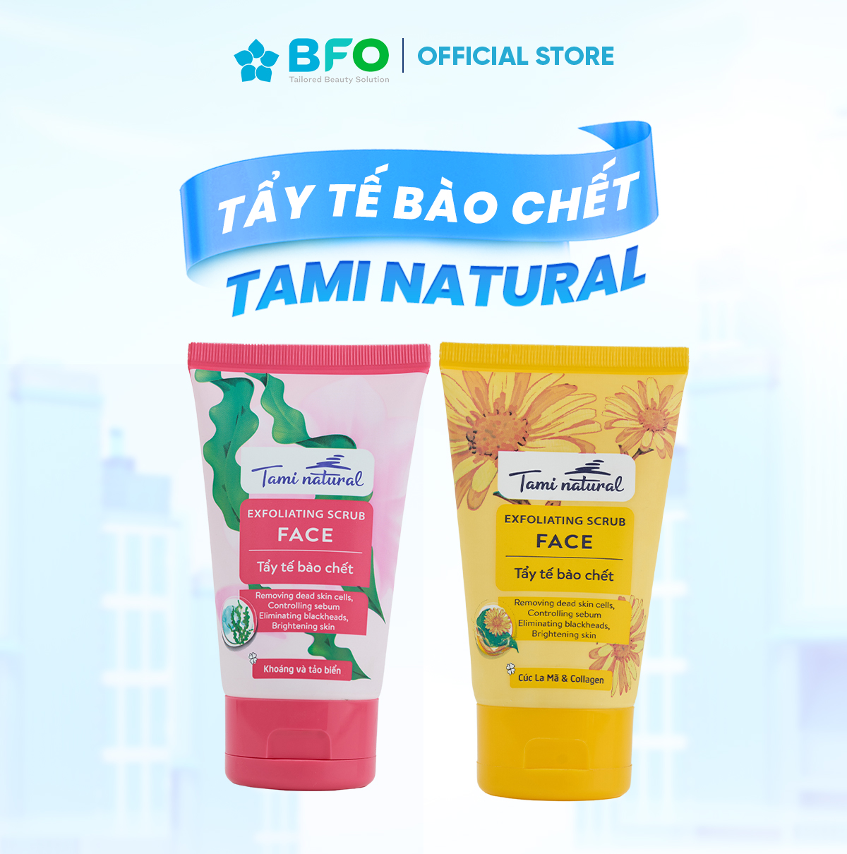 Tẩy Tế Bào Chết Exfoliating Scrub Face 120ml Tami Natural - Cúc La Mã &amp; Collagen