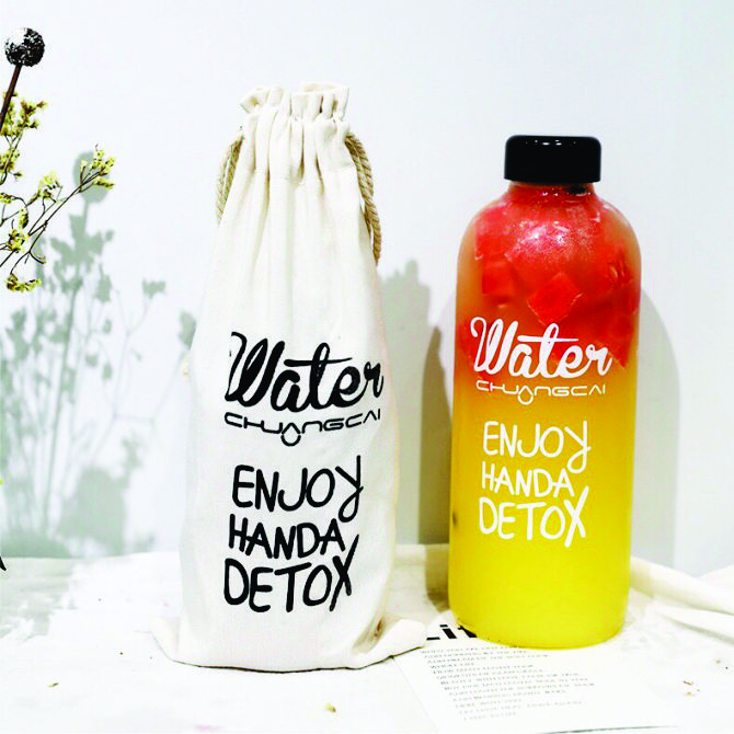 Bình Detox 1000ml WATER PONGDANG Nhựa Cao Cấp Tặng Kèm Túi Vải
