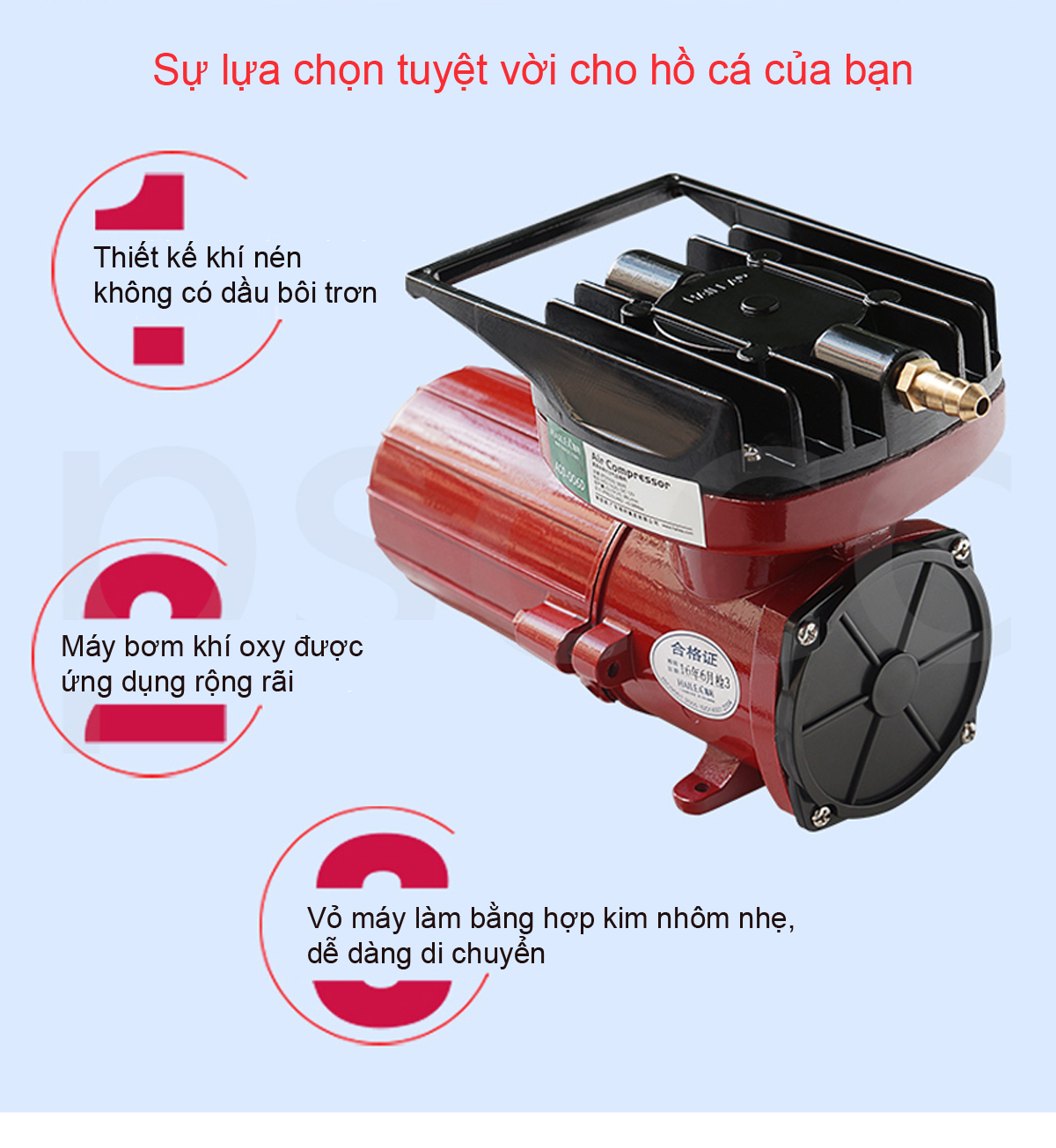 Máy sủi thổi khí oxy 25W HAILEA ACO 003 chạy bình ắc quy 12V :vận chuyển hải sản, bán hải sản ở chợ, khi nhà mất điện, bơm đệm khí, sục hồ tắm...BH uy tín