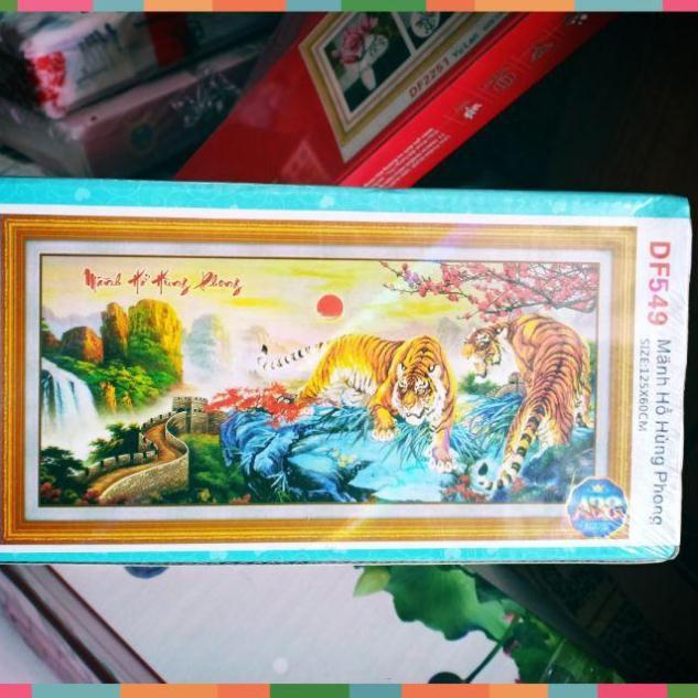 Tranh đính đá mãnh hổ hùng phong kt 125*60cm