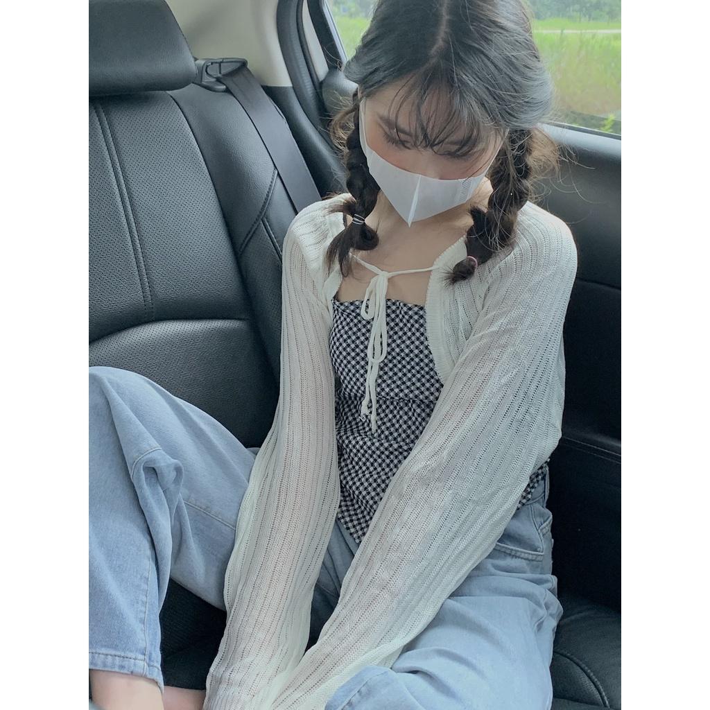 Set áo quây kẻ kèm cardigan lưới SET75 LOLLIE STUDIO