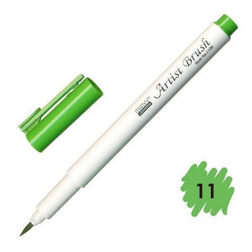 Combo 4 bút lông đầu cọ viết calligraphy Marvy Artist Brush 1100 - UP.PENS Collection -Green Colors 1