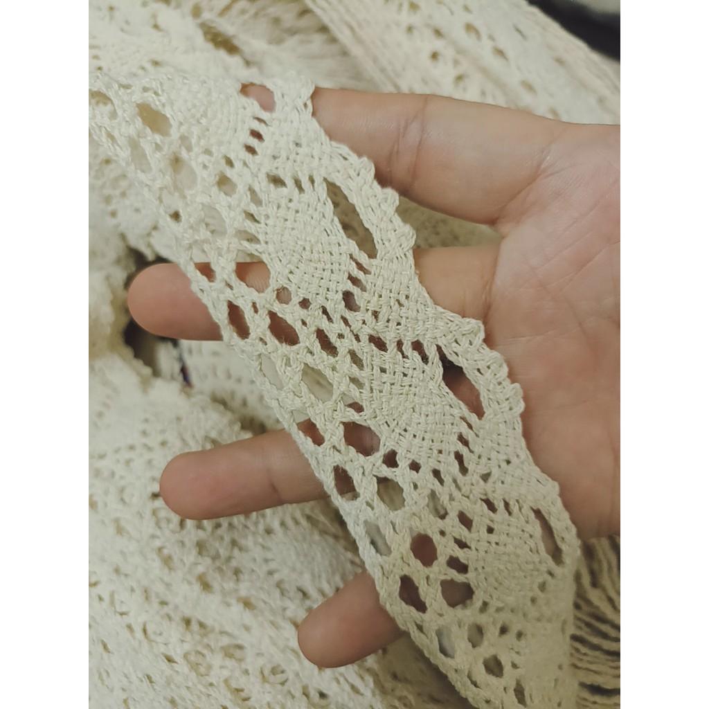Ren sợi trang trí ren chỉ cotton lace 4cm