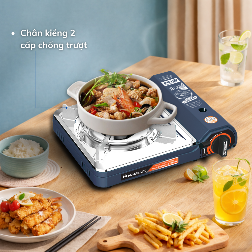 Bếp Gas Mini/ Du Lịch Cao Cấp NaMilux NH-P3012PS/PL2021PS / Van Ngắt Gas An Toàn 2 Cấp Tự Động - Giải Pháp Chống Nổ/ Hàng Chính Hãng