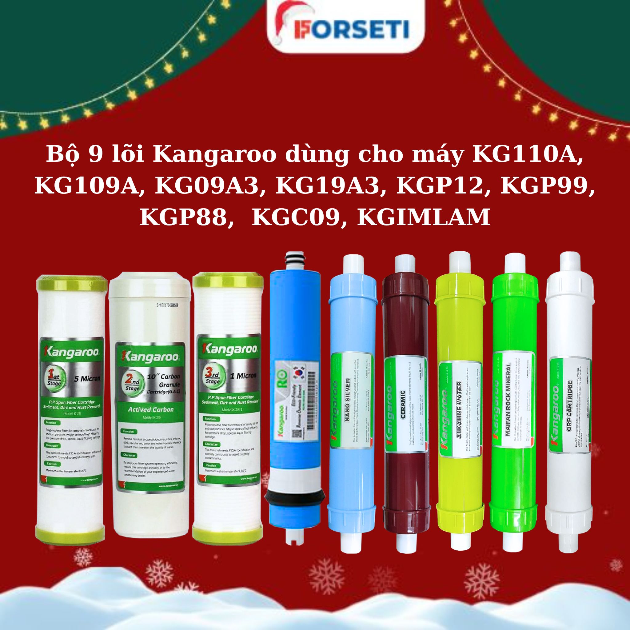Hàng chính hãng Trọn bộ 9 lõi lọc nước Kangaroo hàng chính hãng dùng cho máy lọc nước Kangaroo KG109A KV
