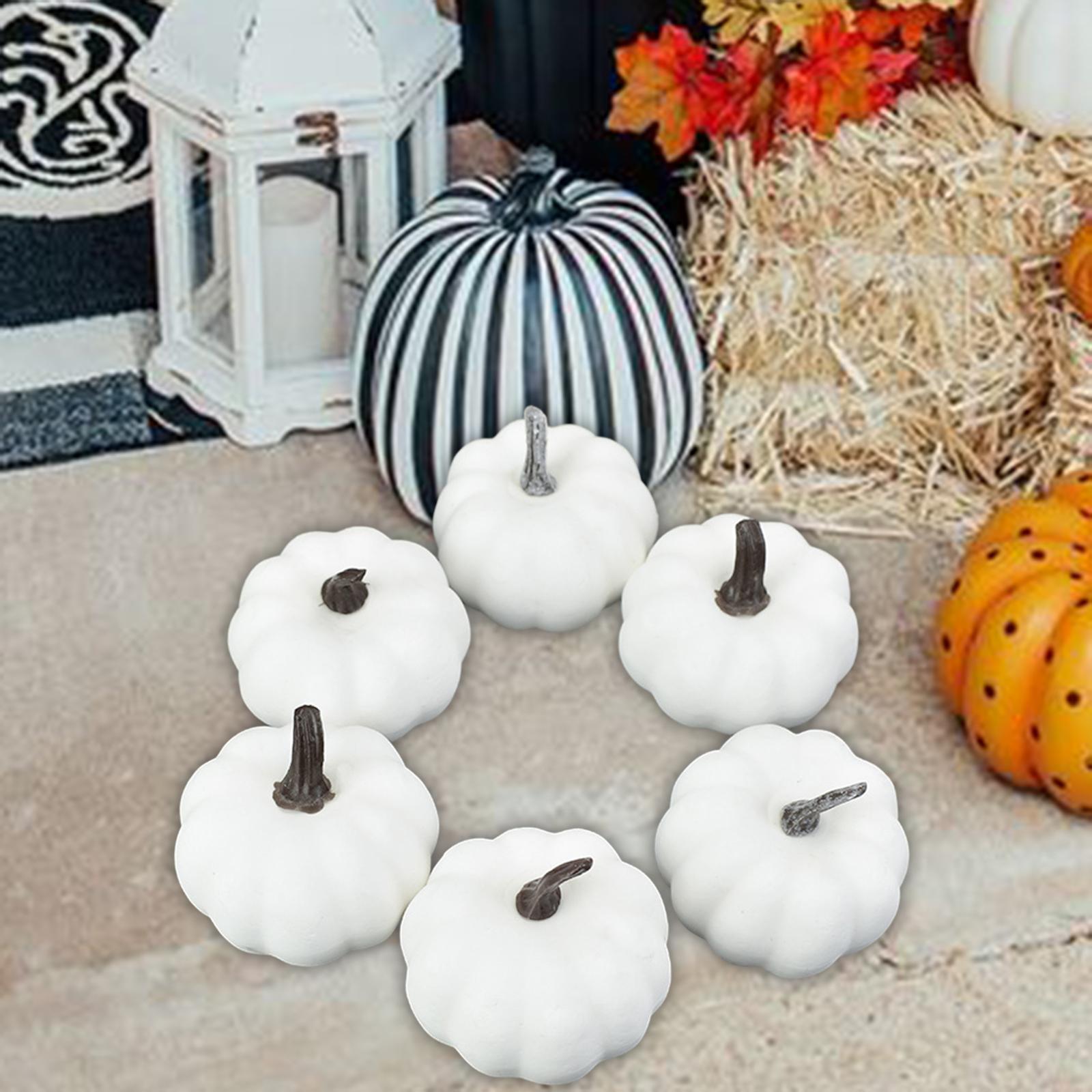 6 Pieces Fake Pumpkins Model Fake Foam Pumpkins for Halloween Fireplace Fall