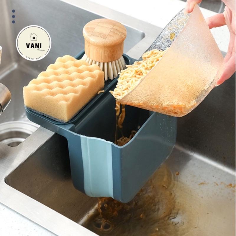 Thùng lọc rác gắn bồn rửa bát gấp gọn kèm khay để giẻ lau 2in1 - Rổ lọc rác gắn bồn rửa chén bỏ thức ăn thừa đa năng