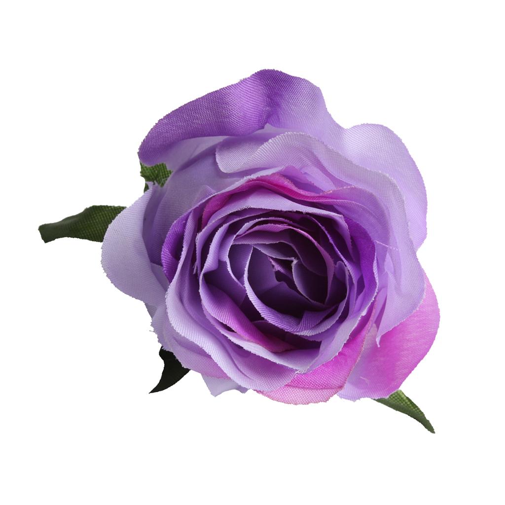 10pcs Artificial Silk Rose Flower Head DIY Bouquet Wedding Decor Purple
