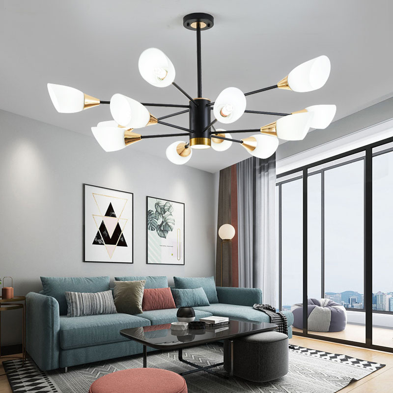 Đèn chùm WANTE 12 bóng hiện đại trang trí nội thất cao cấp, sang trọng - kèm bóng LED