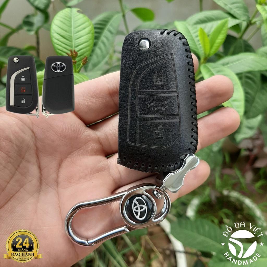 Bao Da Chìa Khóa TOYOTA Altis 14-18, Innova 17-23, Fortuner chìa gập. Da Bò nhập khẩu, Khắc Tên + Số ĐT