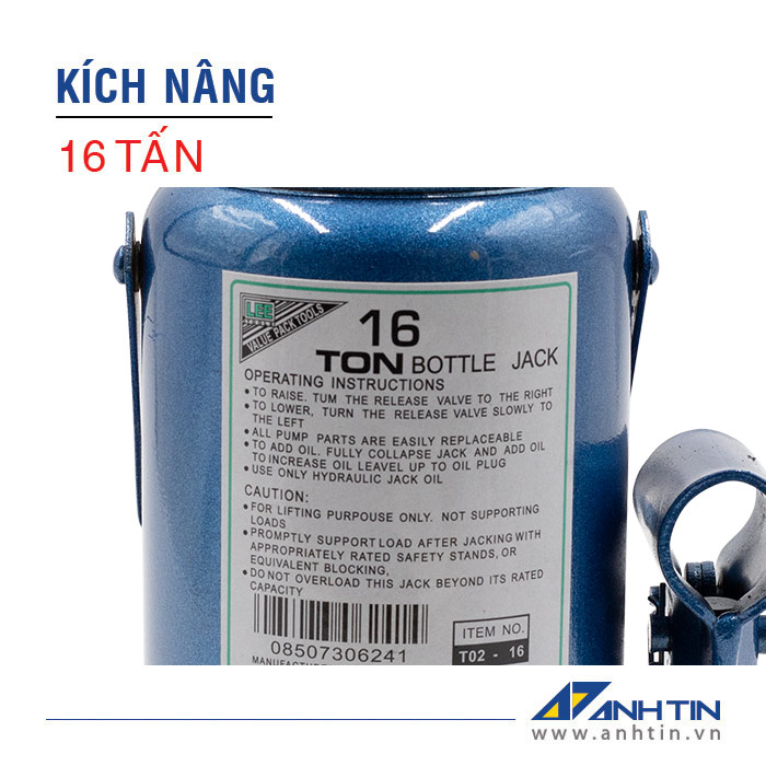 Con đội 16 tấn | Kích nâng xe ô tô xe tải | Kích nâng thủy lực 16 tấn | Chiều cao nâng 125mm | Chiều cao ren 60mm