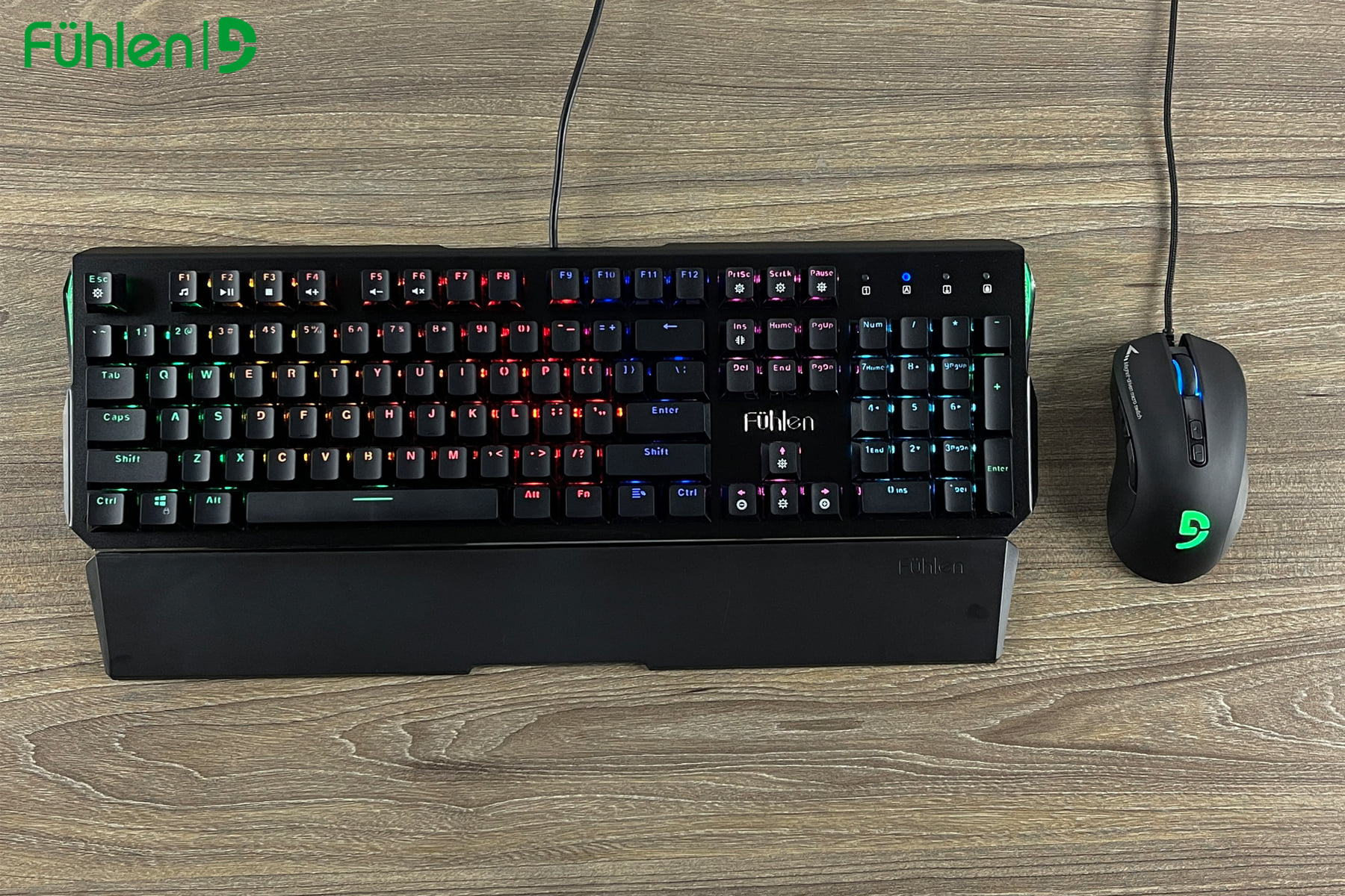 Bàn phím cơ Blue switch Fuhlen D (Destroyer), Phím Gaming Led RGB 7 màu RAINBOW- Hàng nhập khẩu